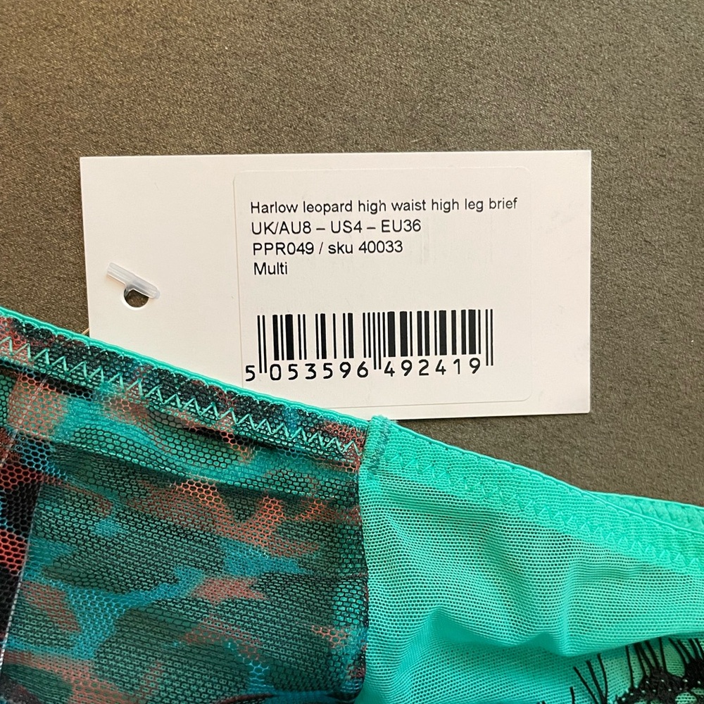 NWT Teal/Mint Green Animal Print Lace Lingerie Set - Picture 8 of 9